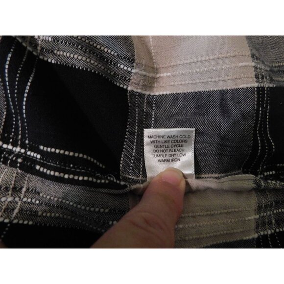 Christopher & Banks Shirt Jacket L Black Tan Bold Plaid Long Sleeve 100% Cotton - Picture 9 of 9